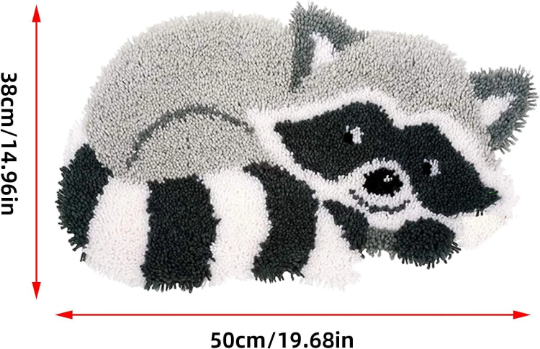 Racoon Latch Hook Rug Kit DIY Latch Hook Kit Gift for Kids Adults Hooked Carpet Crochet Rug Making Craft Kits