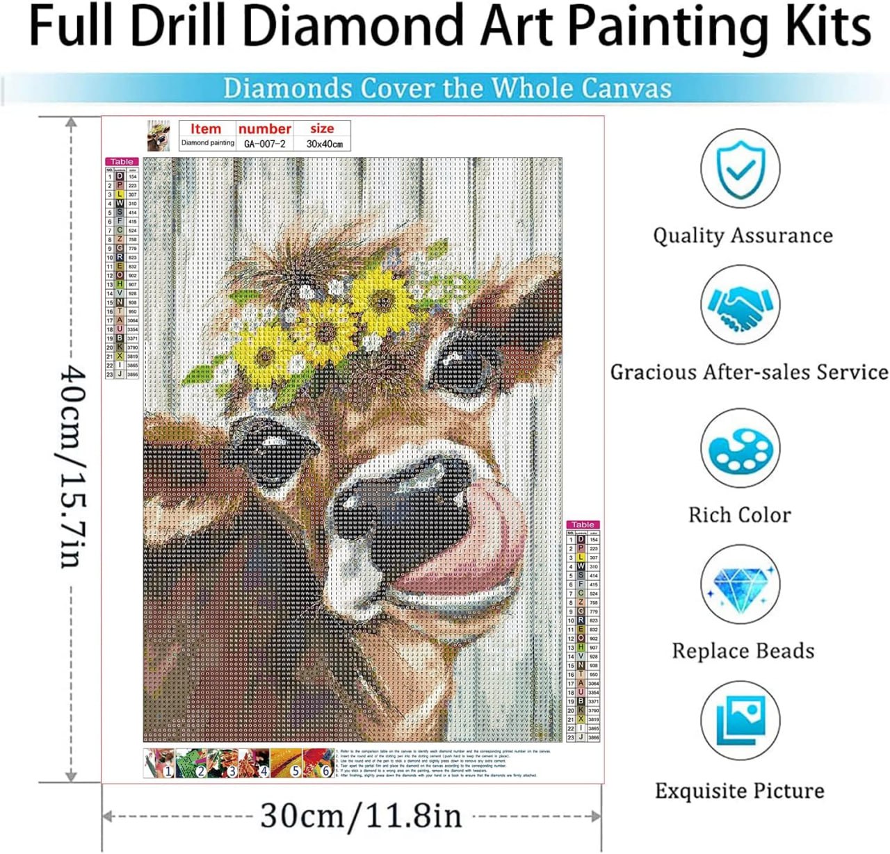 Style#2 5DDiamond Painting Kit for Adults Kids Cow Diamond Art Kit for Home Wall Decor
