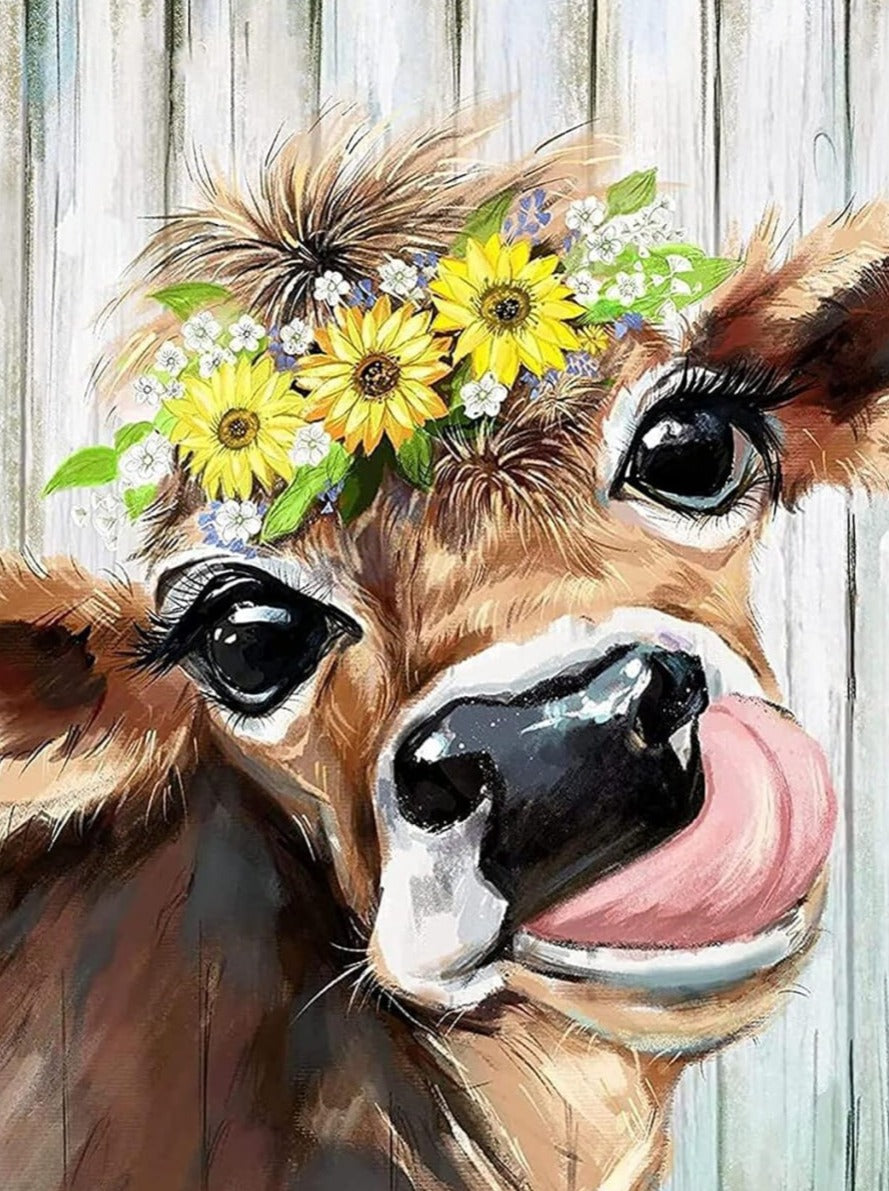 Style#2 5DDiamond Painting Kit for Adults Kids Cow Diamond Art Kit for Home Wall Decor