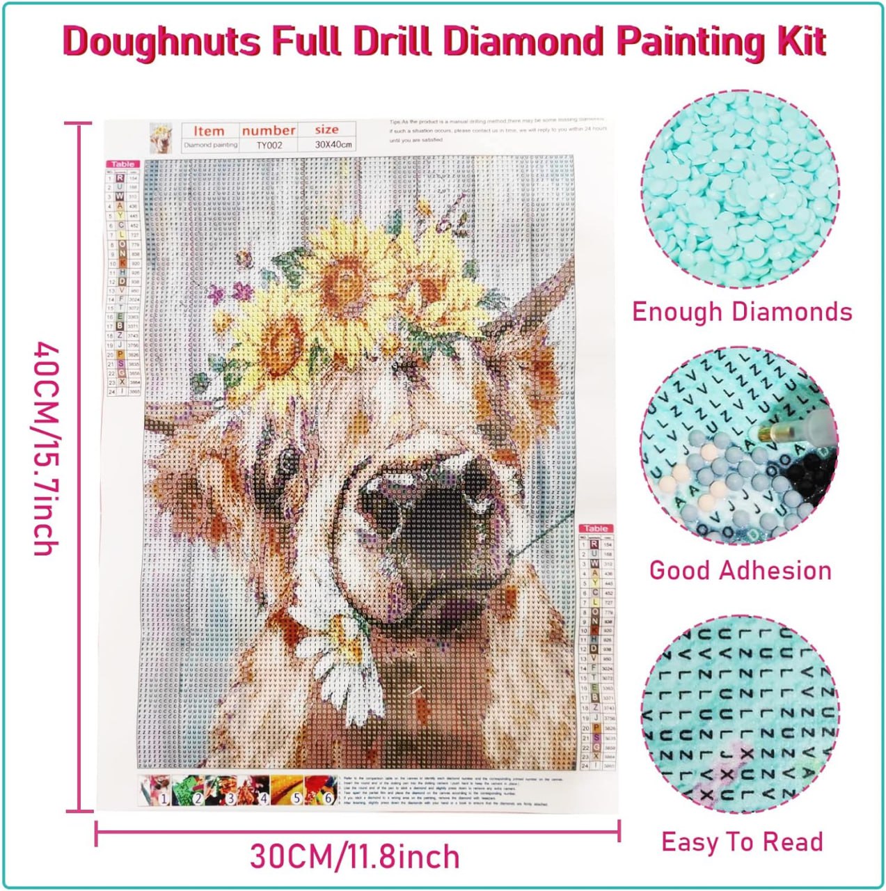 Style#3 5DDiamond Painting Kit for Adults Kids Cow Diamond Art Kit for Home Wall Decor